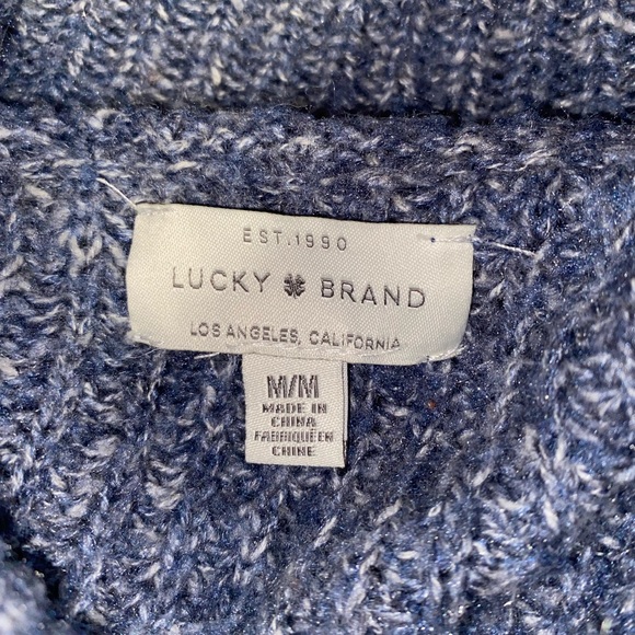 Lucky Brand Cropped Oversized Long Sleeve Cotton Blend Turtleneck Sweater Size M - Picture 5 of 10